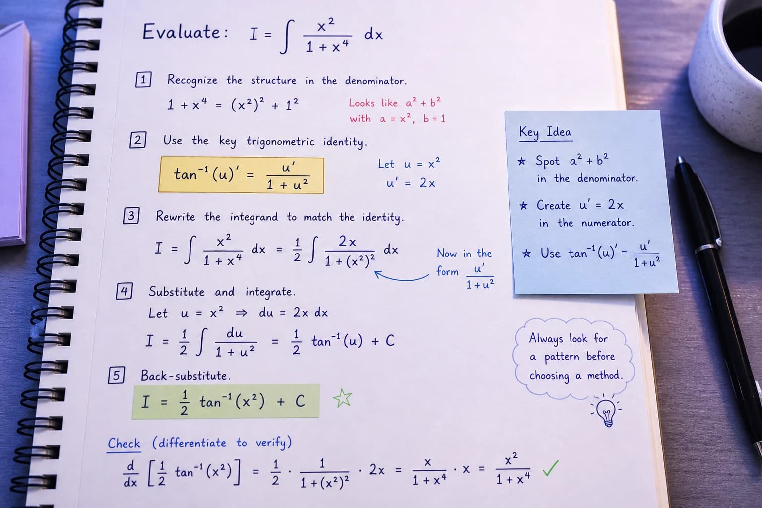 The same problem with the first solution steps filled in