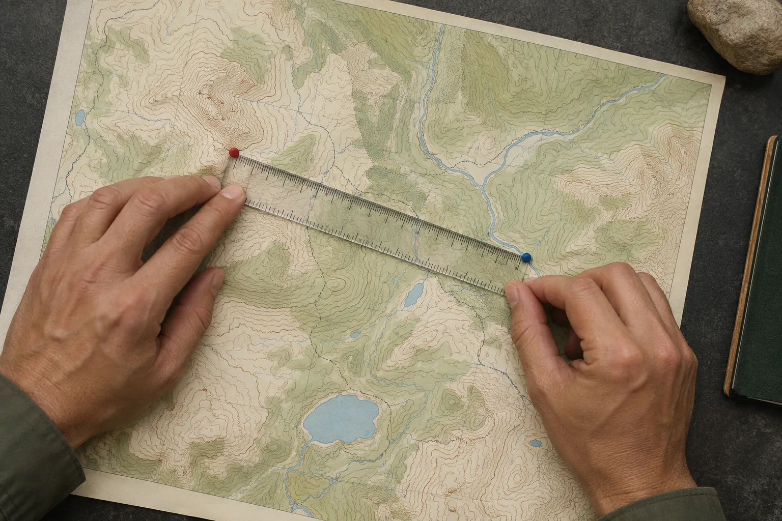 Exemple de l’aide aux devoirs de maths IA d’Eqora sur Calculer une distance sur une carte : de 4,8 cm au terrain